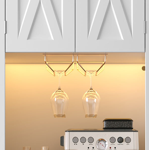 English Elm Bar Cabinet Farmhouse 69 Inch with Rgb Led Barn Door Wine Rack and Charging Station White N728P438603W