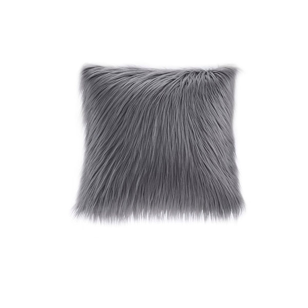 JLA Home Madison Park - Faux Plush Fur Square Pillow with Feather-Down Insert, Luxe High-Pile Face & Solid Mink Reverse for Décor MP30-4831