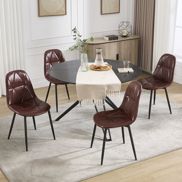 English Elm Dining Velvet Upholstered Chairs Set of 2 with Armrests, Sturdy Metal Legs, Anti-Slip Protectors, Stylish Comfort for Dining Room Brown W3112P254919