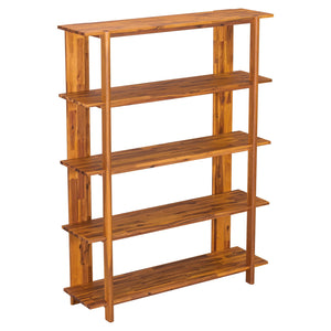 English Elm Christopher Knight Home® - Big 4-Tier Wooden Open Bookcase Acacia Wood Teak Finish — Sturdy 4-Shelf Display, 180 lb Capacity, Anti-Tip Stabilizer (75.5 x 19.5 x 11.4) N758P303160T