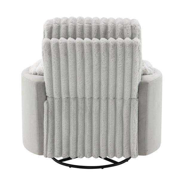 English Elm Emee Gray Corduroy Glider Recliner w/ Swivel, Pocket Coil Seat, Curved Arms & Smooth Glide Comfort B2726P251668