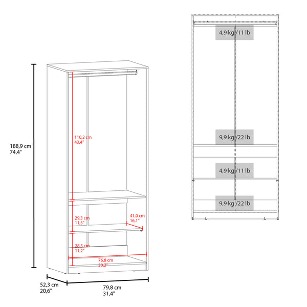English Elm Wenden Tall Double-Door Armoire with Shelves & Hanging Rod, Slim Freestanding Modern Wardrobe Black B070P337101