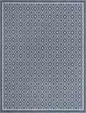 Unique Loom Outdoor Trellis Kafes Machine Made Geometric Rug Navy Blue, Ivory 7' 10" x 10' 0"