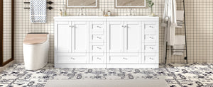 English Elm 72-inch Shaker Double Sink Freestanding Vanity with Resin Basins and Soft Close Storage N729P000010K-2