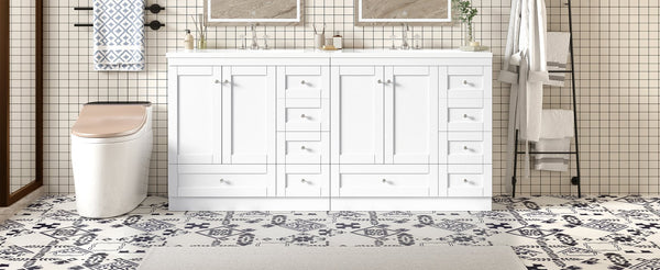 English Elm 72-inch Shaker Double Sink Freestanding Vanity with Resin Basins and Soft Close Storage N729P000010K-2