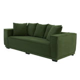 English Elm 88.97'' Mid Century Modern Upholstered Sofa With 5 Matching Toss Pillows, Including Bottom Frame,Comfy Couches For Living Room, Bedroom, Apartment and Office.Green.