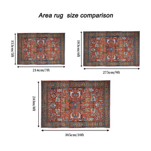English Elm Area Rug 8X10 Vintage Bohemia Non-Slip Washable For Living Room, Bedroom, Kitchen - Abstract Red Charm W2907P265115