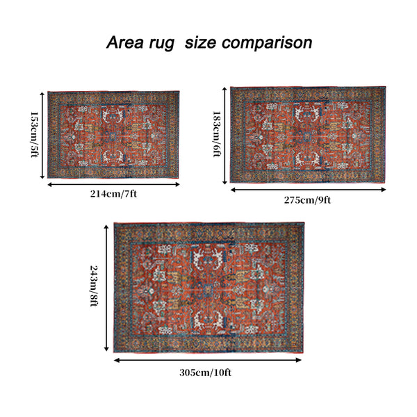 English Elm Area Rug 8X10 Vintage Bohemia Non-Slip Washable For Living Room, Bedroom, Kitchen - Abstract Red Charm W2907P265115
