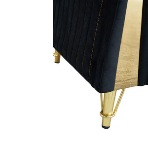 English Elm 89''W Chesterfield Modern Tufted Velvet Sofa with Pocket Springs, Gold Trim & Removable Cushions Black W579S00038