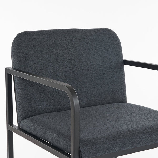 English Elm Set Of 2 Stylish Dark Gray Upholstered Counter Height Bar Stools With Armrests For Modern Dining W1901P225274-GIGA