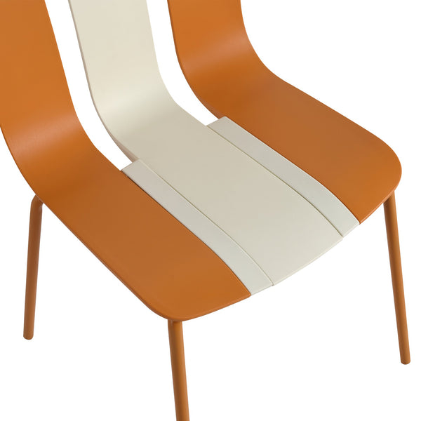 English Elm Holiday Stackable Polypropylene Side Chair Set of Four for Indoor Outdoor Dining Beige,Tropical Orange,White W3450P447383