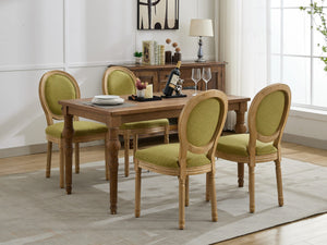 English Elm A&A French Style Dining Chairs Set Of 2 - Olive Green Linen Upholstery With Solid Wood Frame Elegance W1143P323333