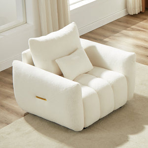 English Elm MH36.8''Teddy Modern lounge chair sofa with plush teddy upholstery, supportive wooden arms, 250lb capacity Beige W1193P314000
