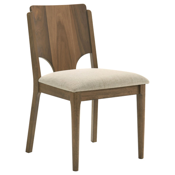 English Elm Graham Walnut Wood Dining Chairs with Beige Seat Cushions Modern Set of Two B062P441071