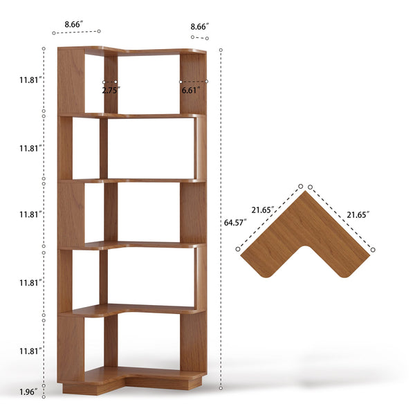 English Elm Set of 2 Modular Corner Bookcases L Shaped and I Space Saving Home Office Shelving Dark Oak W2899S00001