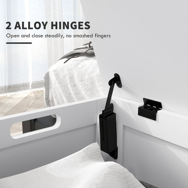 English Elm HOMCOM Spacious 39.4" Wooden Storage Chest with Safety Hinges, Sturdy Seat, Handles, 352 lb Cap. White W2225P173961