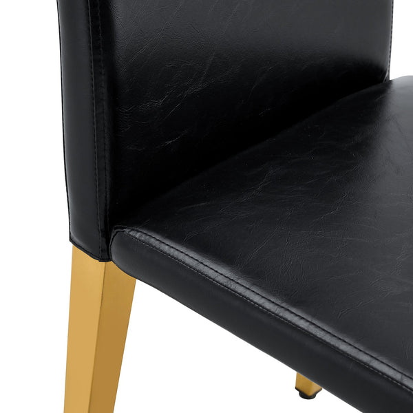 English Elm Four PU dining chairs with sleek silver metal legs, ergonomic PU seats, anti-slip feet, easy assembly, modern minimalist style Black+Gold W1151P269024