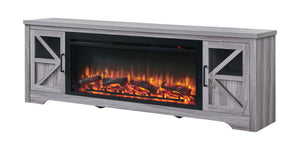English Elm 75" Gray Wood Tv Stand with 44 Inch Electric Fireplace for Living Rooms W1769S00008