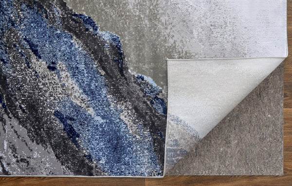 Feizy Rugs Gaspar Abstract Watercolor Rug - Modern Machine-made Polypropylene For Stylish, Durable Living Spaces Blue,Gray,White Polypropylene,Polyester 7873838fgrywhtf05