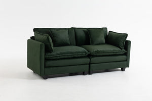 English Elm Modern Chenille Sectional Sofa with Chaise Lounge Solid Wood Frame Living Room Seating Antique Green W2530P463111