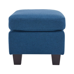 English Elm Upholstered Compact Ottoman with Birch Legs Padded Footrest for Living Room Decor Navy Blue N757P377351N