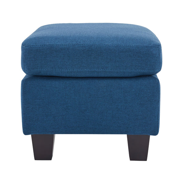 English Elm Upholstered Compact Ottoman with Birch Legs Padded Footrest for Living Room Decor Navy Blue N757P377351N