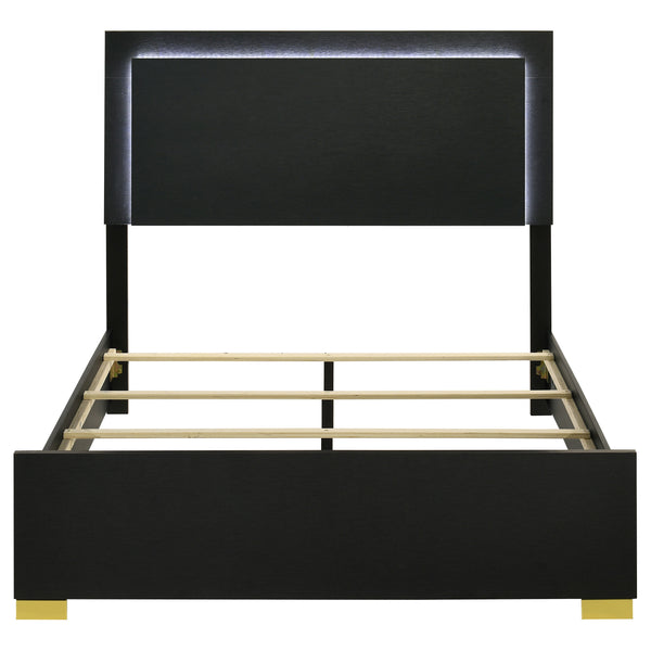 English Elm Jeremiah Matte Black Full Panel Bed with Gold Feet and Built-in Led Halo Lighting B062S01753