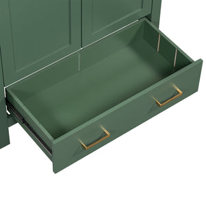 English Elm 30" Green Bathroom Vanity with Undermount Sink, Solid Wood Cabinet, Soft-Close Doors & Drawer Organizer N729P170521F