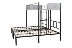 English Elm Triple Bunk Bed Steel Frame with Wood Slats Converts to Three Twin Beds W427S00071