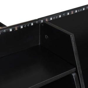 English Elm Full Bunk Bed with App Led Lighting Usb Charging Storage Drawers Kids Bedroom Black N820S00080B