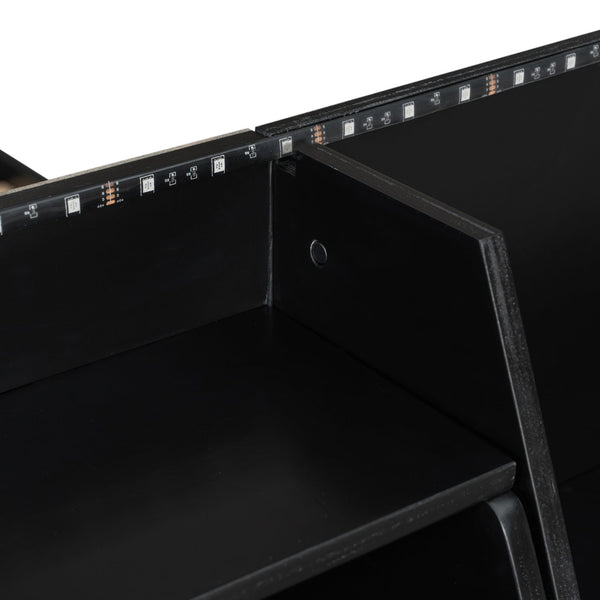 English Elm Full Bunk Bed with App Led Lighting Usb Charging Storage Drawers Kids Bedroom Black N820S00080B