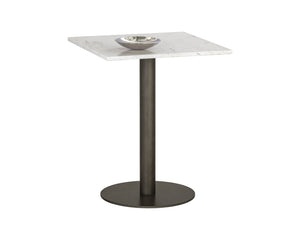 Sunpan Claudia Bistro Table - Elegant Art Deco Design with Unique Marble Top and Pewter Steel Base for Dining 24W x 24D x 30H