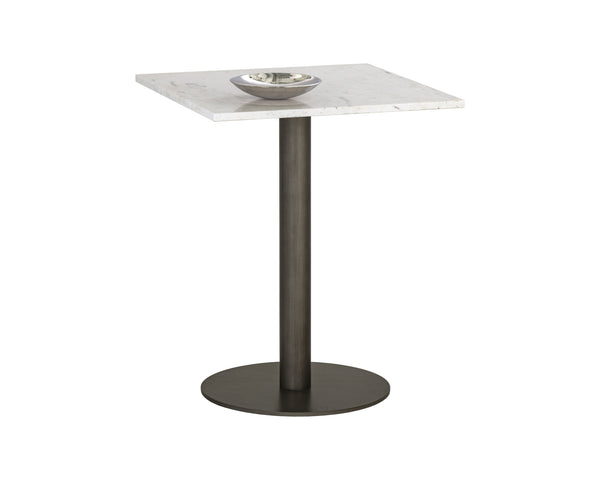 Sunpan Claudia Bistro Table - Elegant Art Deco Design with Unique Marble Top and Pewter Steel Base for Dining 24W x 24D x 30H