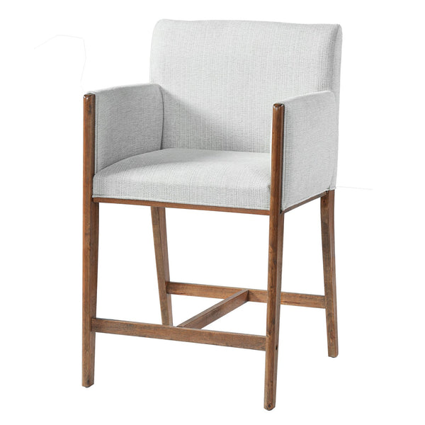 English Elm 24'' Upholstered Counter Stools with Arms Beige Set of 2 for Kitchen Island Walnut N780P354193D