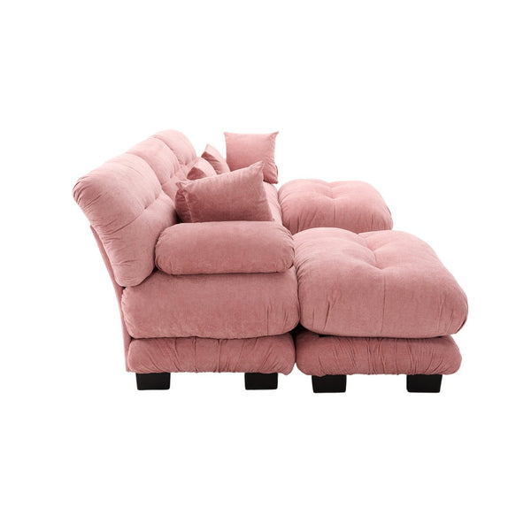 English Elm United We Win Plush U-Shaped Cloud Couch Set With 2 Ottomans & Bolster Pillows For Cozy Living Room W1568S00198-GIGA