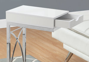 English Elm Accent C-Shaped Side Table with Thick Tempered Glass Top and Sturdy Metal Base for Living Rooms and Offices White 25 L x 19 W x 5 H B2710P219213