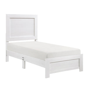 English Elm White Twin Panel Bed with 3D Printed Paper Veneer Rustic-Modern Design, Easy Bed-in-a-Box Assembly White 45.25 L x 33.5 W x 6.5 H B011P248600