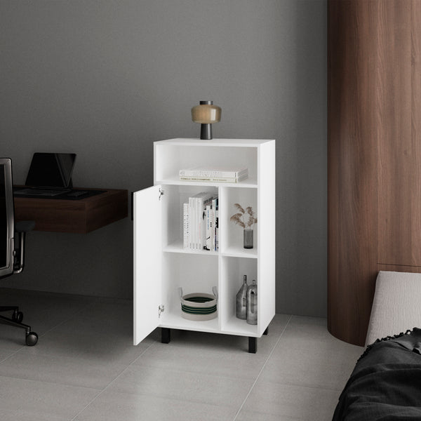 English Elm Lakin Modern Shoe Rack Storage Bench with Cabinet & Cubbies, White Engineered Wood Organizer B092P315576