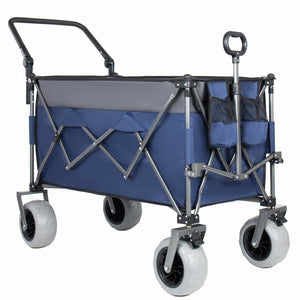 English Elm Multi-functional Folding Wagon with Canopy All Terrain Tires 480lb Steel Frame Outdoor Blue Gray W2932P417649