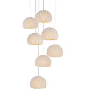 Virtu Round Multi-Drop Pendant Light – Handcrafted Clamrose Shells for Nature-Inspired Elegance