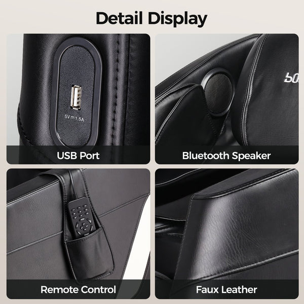 English Elm Massage Recliner Sl Track Full Body Airbag Zero Gravity Chair with Bluetooth Speaker W73063480