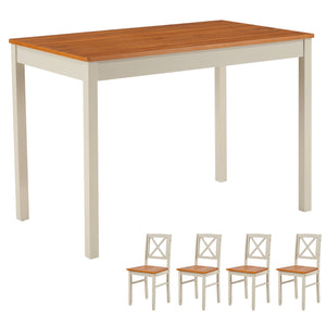 English Elm 5-piece Solid Rubberwood Dining Set Seats Four with Space Saving Design for Apartments W2896P419919