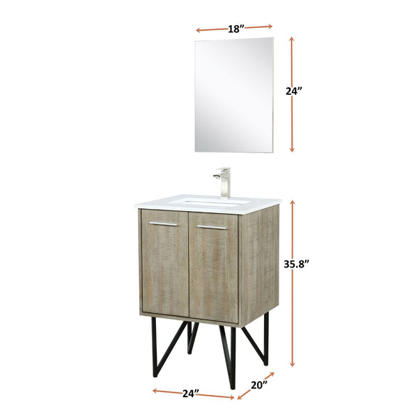 English Elm Rustic Acacia Bath Vanity Set With Cultured Marble Top, Brushed Nickel Faucet & 18" Mirror - Space-Saving! B2731S02084-GIGA