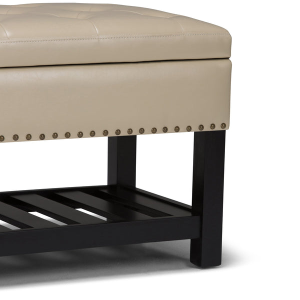 English Elm Lomond Storage Ottoman Bench - Elegant Satin Cream Upholstered Seat With Hidden Storage & Style B136P159123