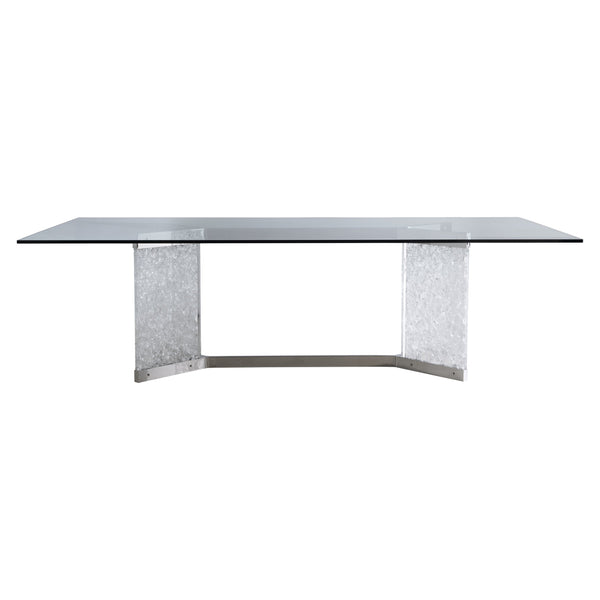 Bernhardt Bernhardt Andorra Glass Dining Table With Acrylic Ice Ends & Sculptural Y-Shaped Polished Steel Base K1941