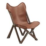 Homelegance By Top-Line Kosmo Genuine Top Grain Leather Tripolina Sling Chair Espresso Leather