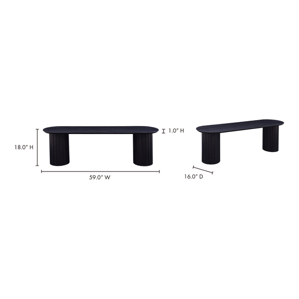 English Elm Povera Sculptural Solid Acacia Wood Dining Bench with Organic Rippled Pillar Base B2769P498412