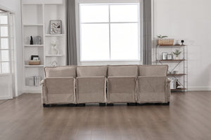 English Elm United We Win U-Shaped Chenille Sectional Couch, 4-Seat Modular Sofa With Memory Foam & Storage W1568S00219-GIGA