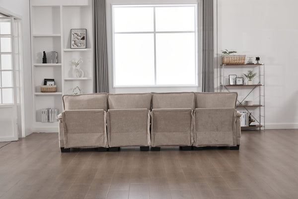 English Elm United We Win U-Shaped Chenille Sectional Couch, 4-Seat Modular Sofa With Memory Foam & Storage W1568S00219-GIGA