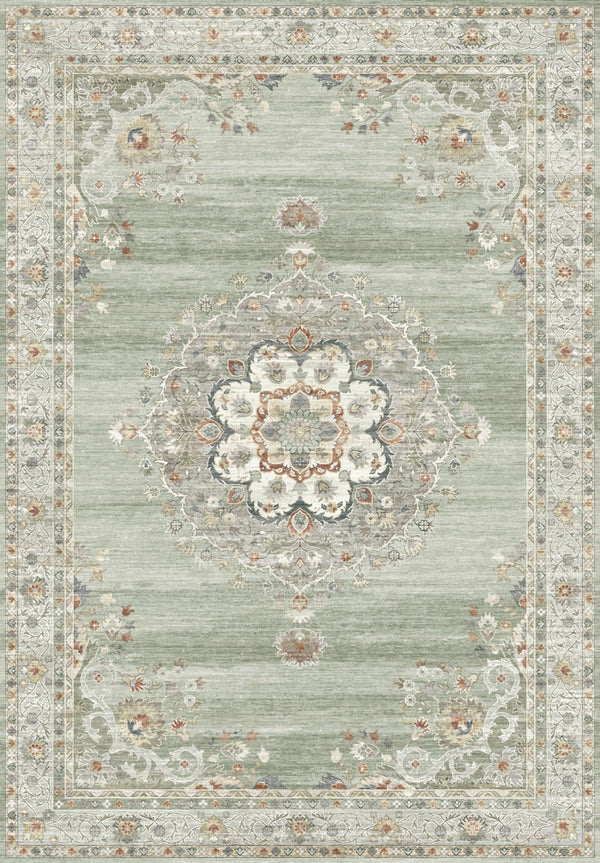 English Elm Oxford Medallion Area Rug Stain Resistant Polyester Pile for Living or Dining Rooms B186P428904